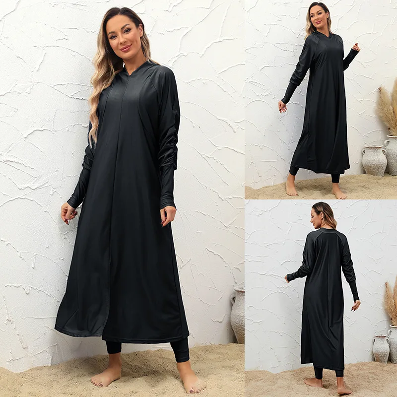 

Женский Мусульманский купальник Burkini, купальник с длинным рукавом и сдержанным бантом, 2024