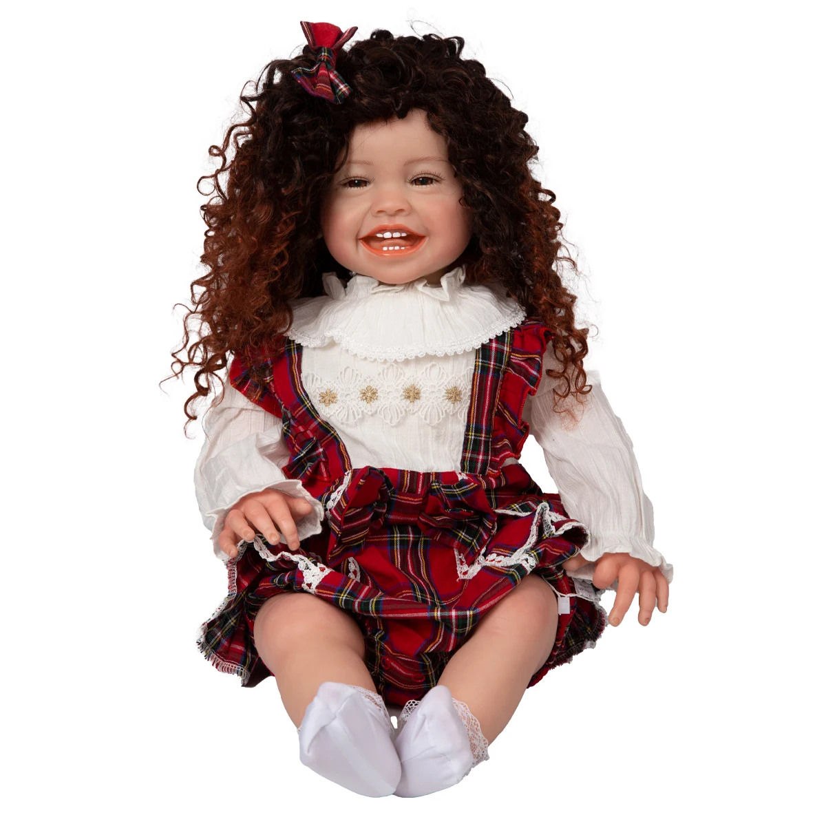 

High Quality 24 Inch 3D Painted Cloth Body Silicone Baby Reborn Toddler Doll Happy Girl Realistic Bonecas Children Gift Toys