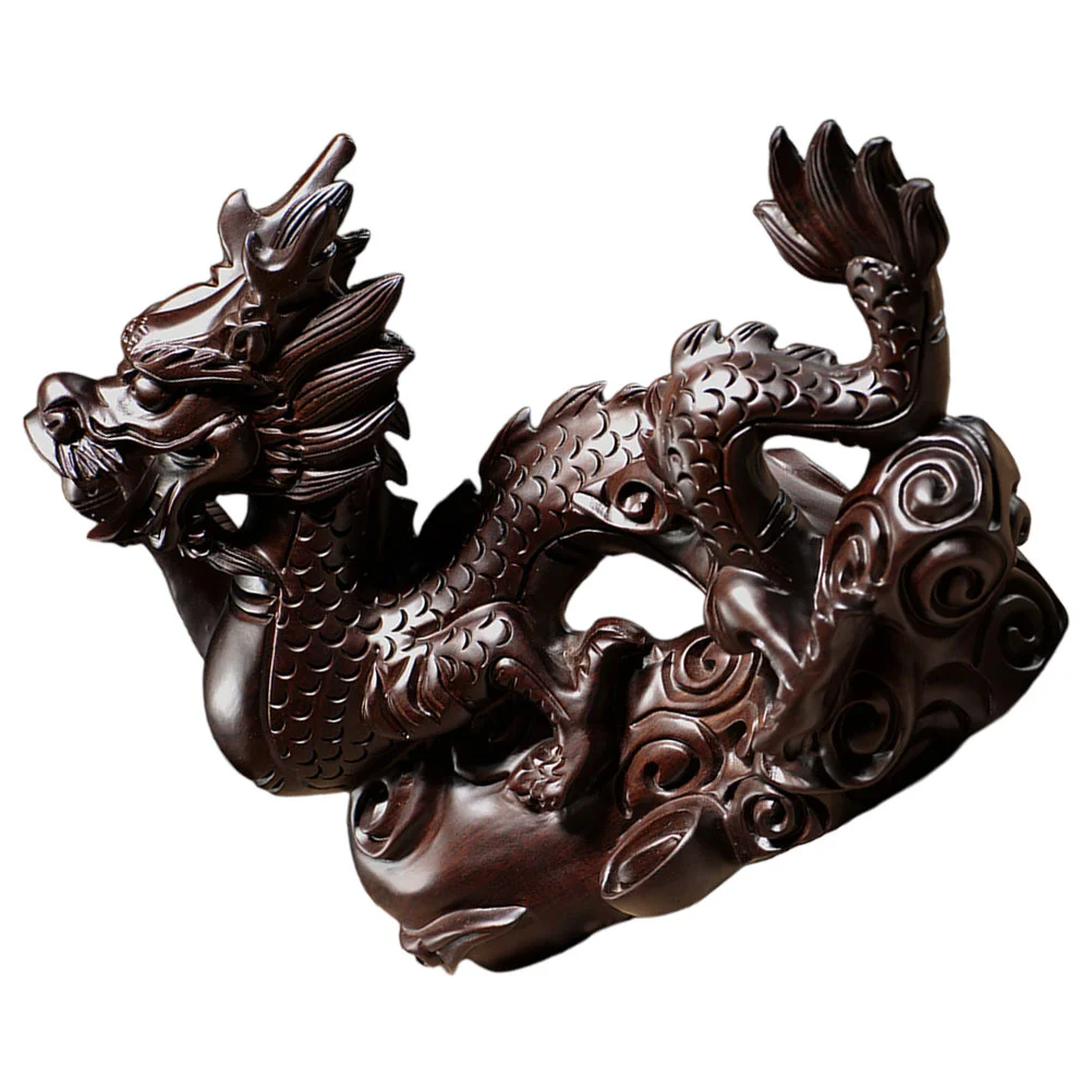 

15cm Chinese Dragon Sculpture Office Car Dashboard Decorations Year The Dragon Figurine Wooden Decoration