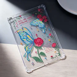 Rose Butterfly Romantic Aesthetic Tablet Case - Crystal Clear Cover for Galaxy Tab S8 Plus (EP34)