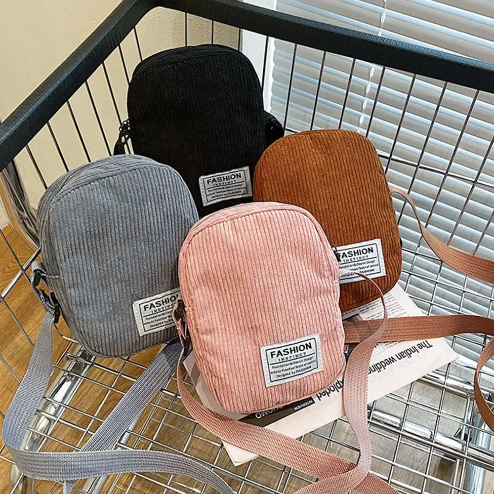 1Pc Corduroy Crossbody Messenger Bag Casual Small Shoulder Bags Women