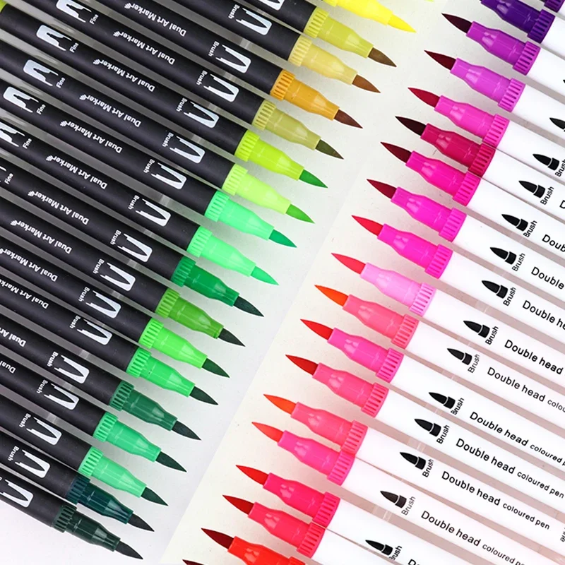 48/60/72/80/100/120 Colors Professional Double Head Watercolor Brush Pen  Art Markers Drawing Sketch Manga Soft Brush Marker Pen