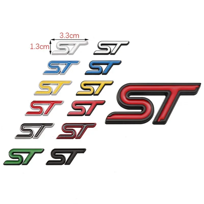 포드 포커스 MK2 MK3.5 MK4 Kuga Puma Fiesta ST 스티커 액세서리 용 3D 금속 ST 로고 배지 데칼 자동차 핸들 엠블럼