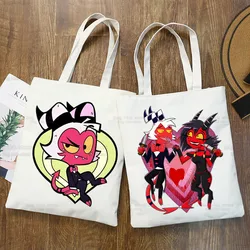 Helluva Boss Canvas Shoulder Tote Bag for Women Handbags Eco Reusable Shopping Bag Vintage Fashion Ulzzang Bags