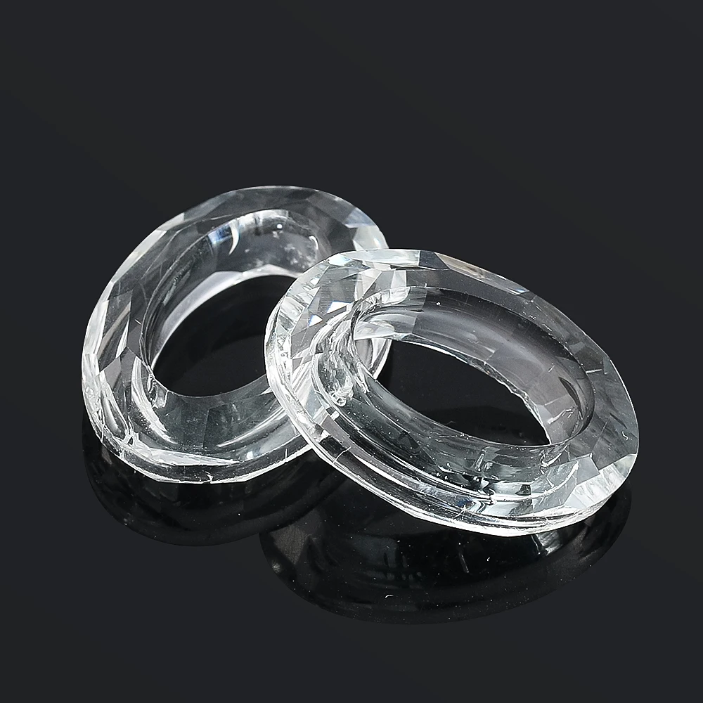 3pc 33mm Oval Crystal Ring Clear Faceted Glass Prism Holiday Party Room Chandelier Decor Rainbow Maker Garden Hanging Suncatcher