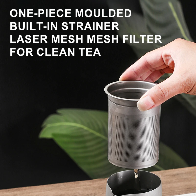 Lightweight Travel Tea Set Storage Bag Built-In Strainer Titanium Alloy Tea Cups Teapot Outdoor Camping Hiking Tableware