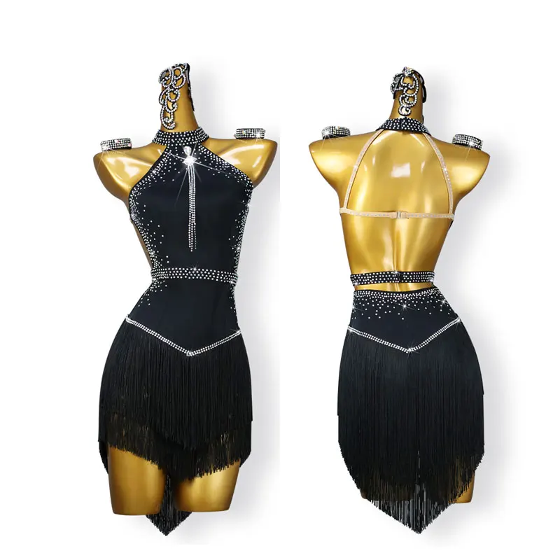 

Latin Dance Dress Women's Tassel Dress Adult Customized Professional Stage Dance Performance Competition Clothing