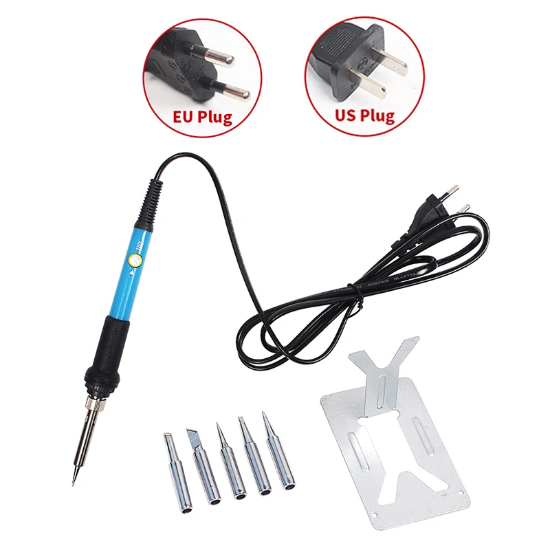 

60W Adjustable Temperature Electric Soldering Iron Handle Heat Pencil Tool With Iron Tips Stand For Welding Solder Rework Repair