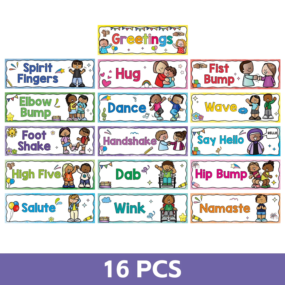 Educational Greeting Cards for Classroom Morning Greetings - Teacher Supplies for Kids' Social Learning and Classroom Decoration