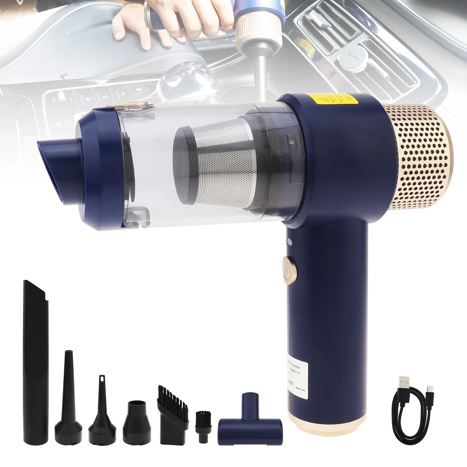 6500pa 2 in 1 Handheld Car Vacuum Cleaner and Inflator Portable Cordless Rechargeable Handheld Home Car Vacuum Cleaner LED Lamp