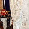 Nordic Luxury Curtain for Living Room White Silver European High Quality Velvet Bronzing Tulle Shade Home Window Door Custom Set 2