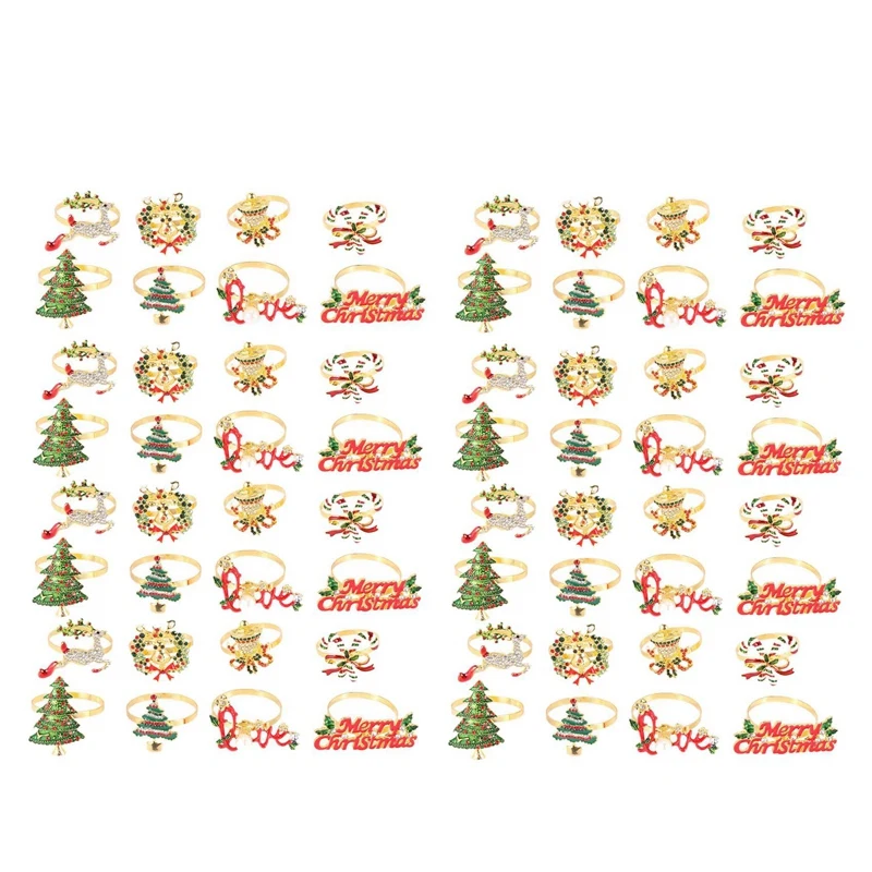 

Christmas Napkin Rings - Set Of 64 Napkin Holder Rings For Holiday Christmas Table Decoration Elk Napkin Buckle