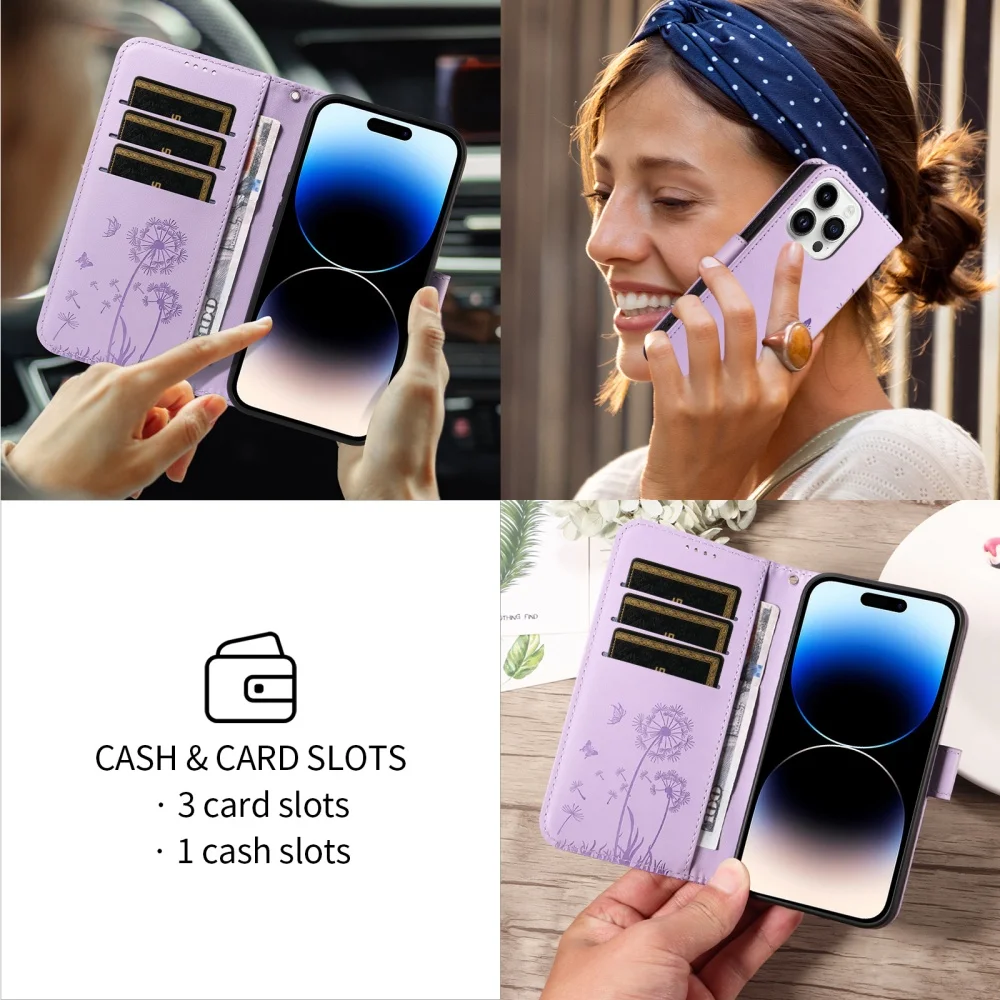 Dandelion Wallet Flip Cover Leather Phone Case