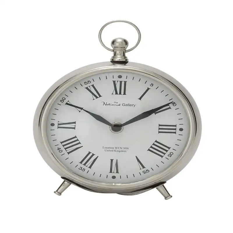 

Silver Stainless Steel Clock with Ring Top