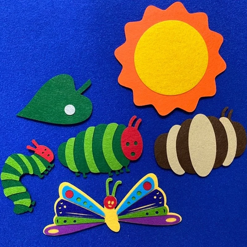 32pcs/set Very Hungry Caterpillar Children's Picture Book Felt Whiteboard Theater Presentation Kids Toys Educational