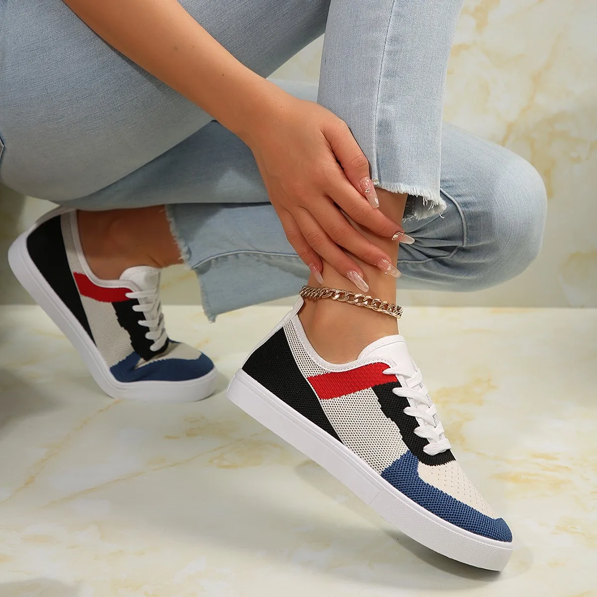 2024 Women's Autumn Simple Solid Color Comfortable Non-slip Loafers Outdoor Shallow One-leg Mesh Breathable Vulcanized 36-43