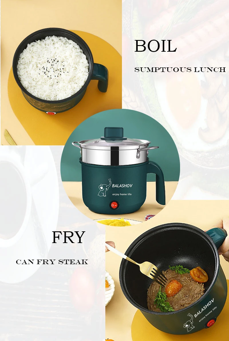 1.8L Electric Multicooker Non-Stick Single/Double Layer Pots Home Dormitory Multi-function Cooking Machine