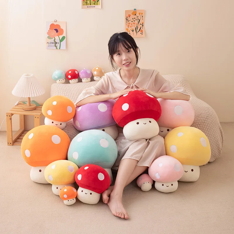 Colorful Mushroom Plush Toy Pillow Cushion