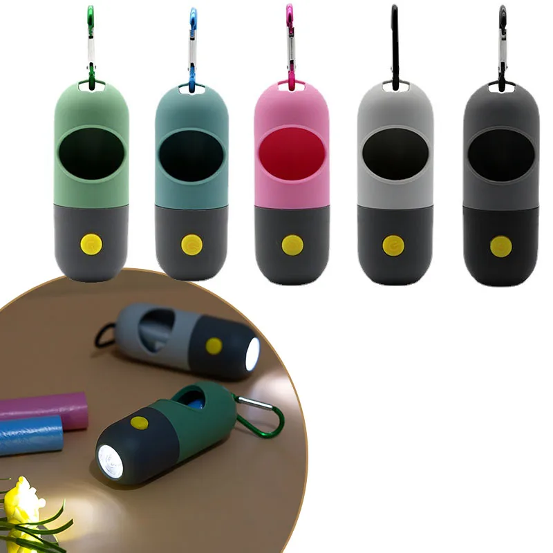 Led Light Dog Poop Bags Dispenser Degradable Waste Bag Outdoor Portable Pet Trash Bags