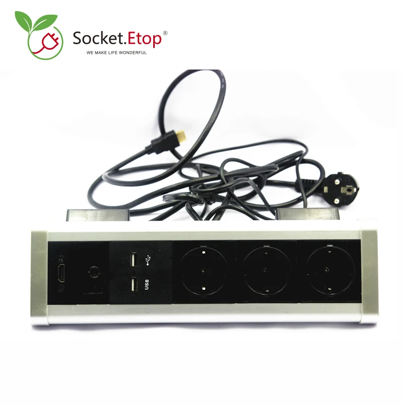 

Customized Movable Triangle Fixed Socket For Countertop 3x AU Outlet Plugs, 2x USB Charger, 1x HDMI, 1x Power Switch, 1x NET+TEL
