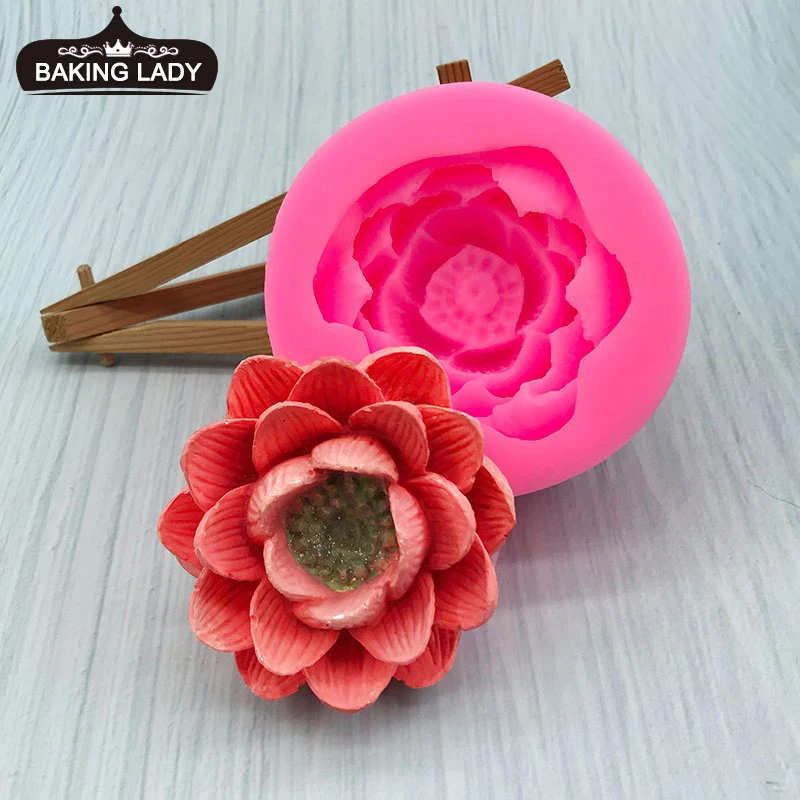 

Lotus flower silicone mold fondant baking handmade lotus soap mold candle drop glue plaster mold Epoxy Resin Art