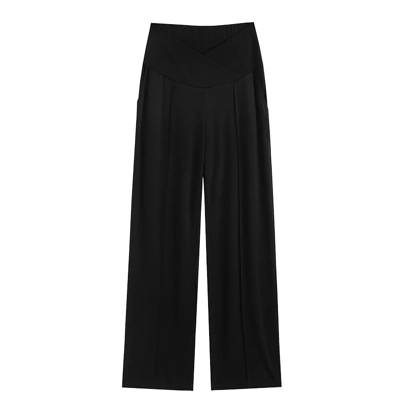 809# Autumn Spring Fashion Maternity Straight Pants Wide Leg Loose Across V Belly Trousers Clothes for Pregnant Women Pregnancy