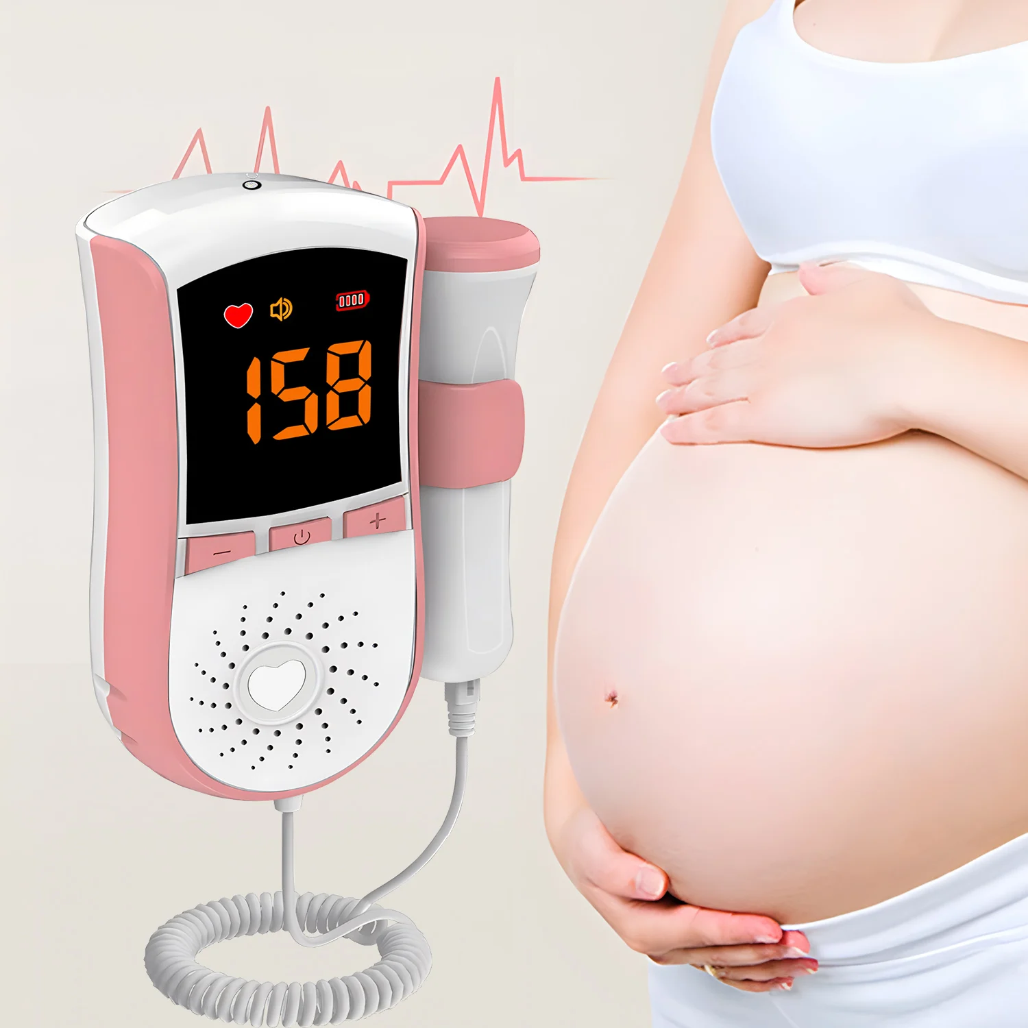 Household Doppler Fetal Portable Pregnant Baby Heart Rate Monitor 3.0MHz Pregnancy Baby Meter Ultrasound Detector