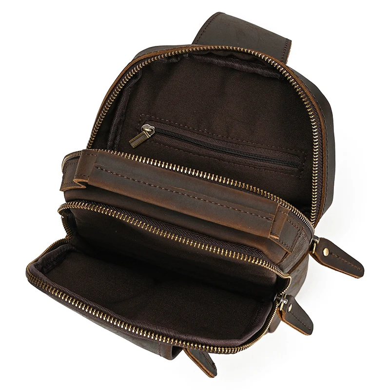 Genuine Leather Crossbody Sling Bag Fit 9.7 Inches Ipad