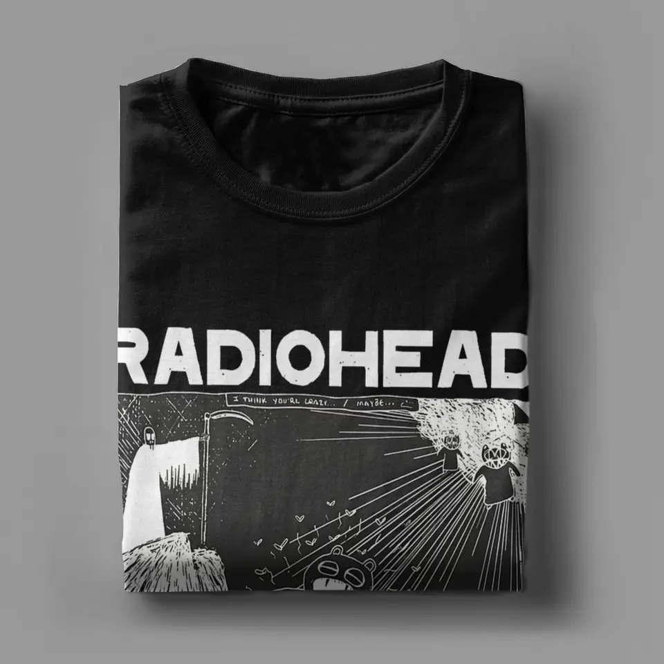 Vintage Radiohead T-Shirt for Men Crew Neck 100% Cotton T