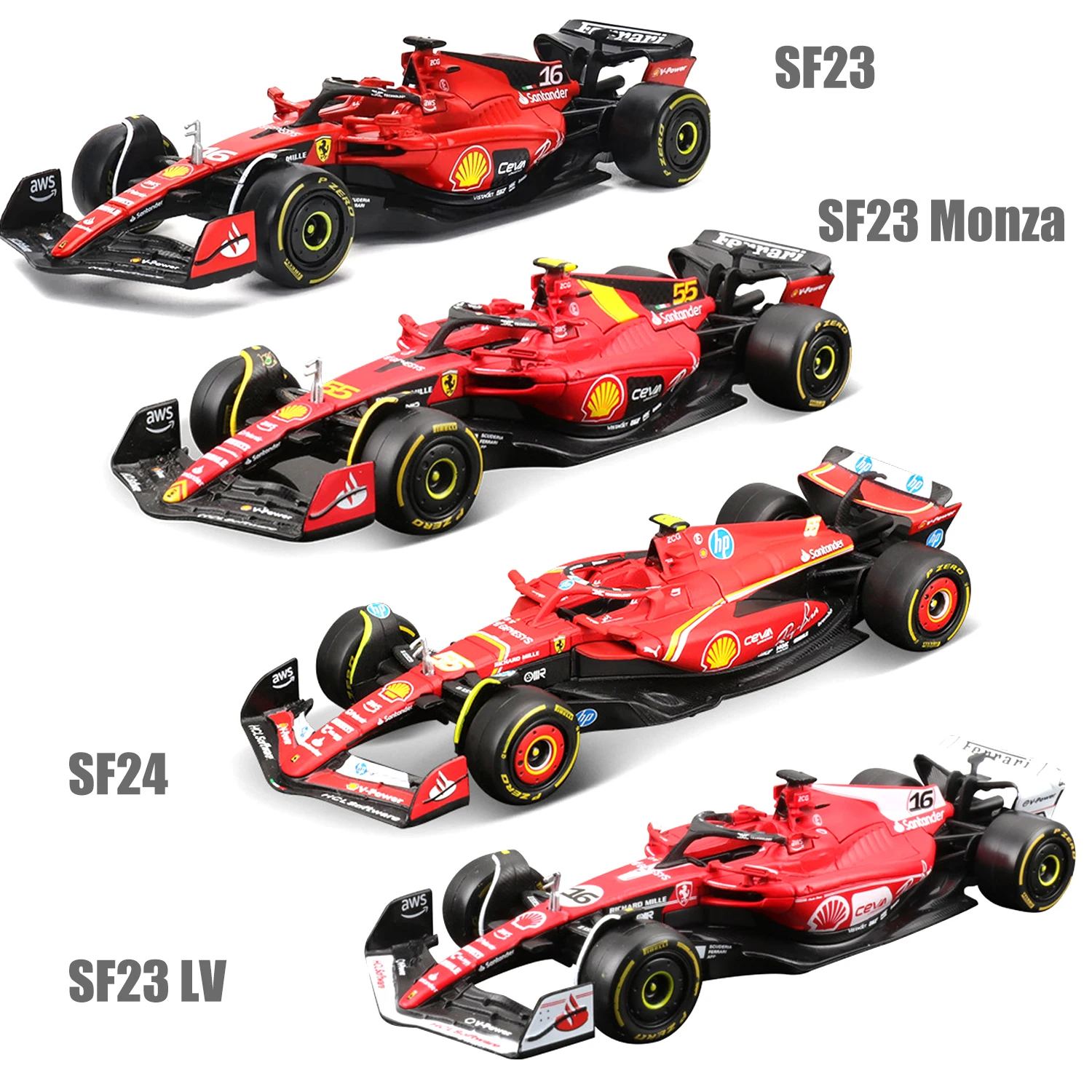 Bburago 1:43 F1 페라리 SF23 SF24 16 55 다이 캐스팅 모델 자동차 ..