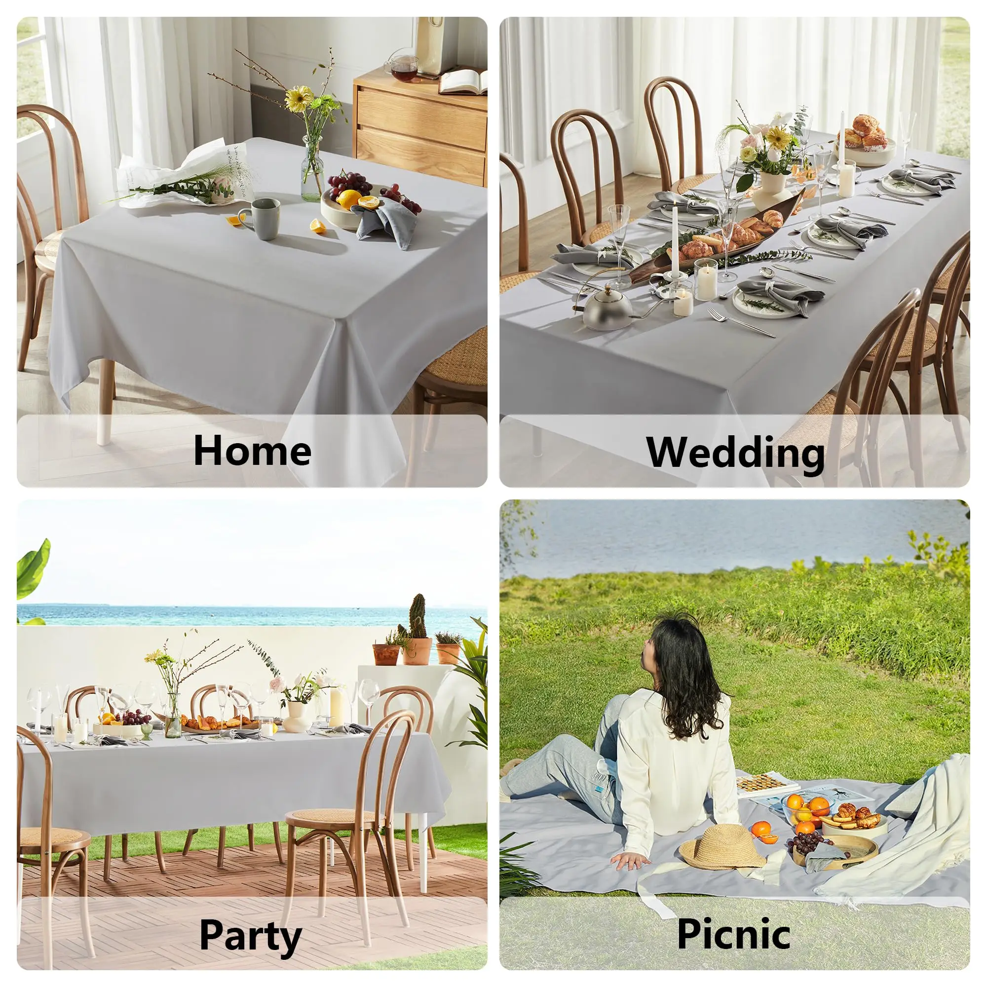 White Table Cloth Waterproof Anti Scratch Polyester Tablecloth  Washable Fabric Table Cover Home Dining Buffet Party Table Decor 5