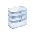 Three-layer mesh cosmetic bag-blue