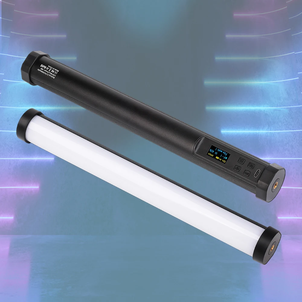 RGB 휴대용 LED 비디오 지팡이 스틱 사진 조명, 충전식 배터리 내장, 9 가지 색상