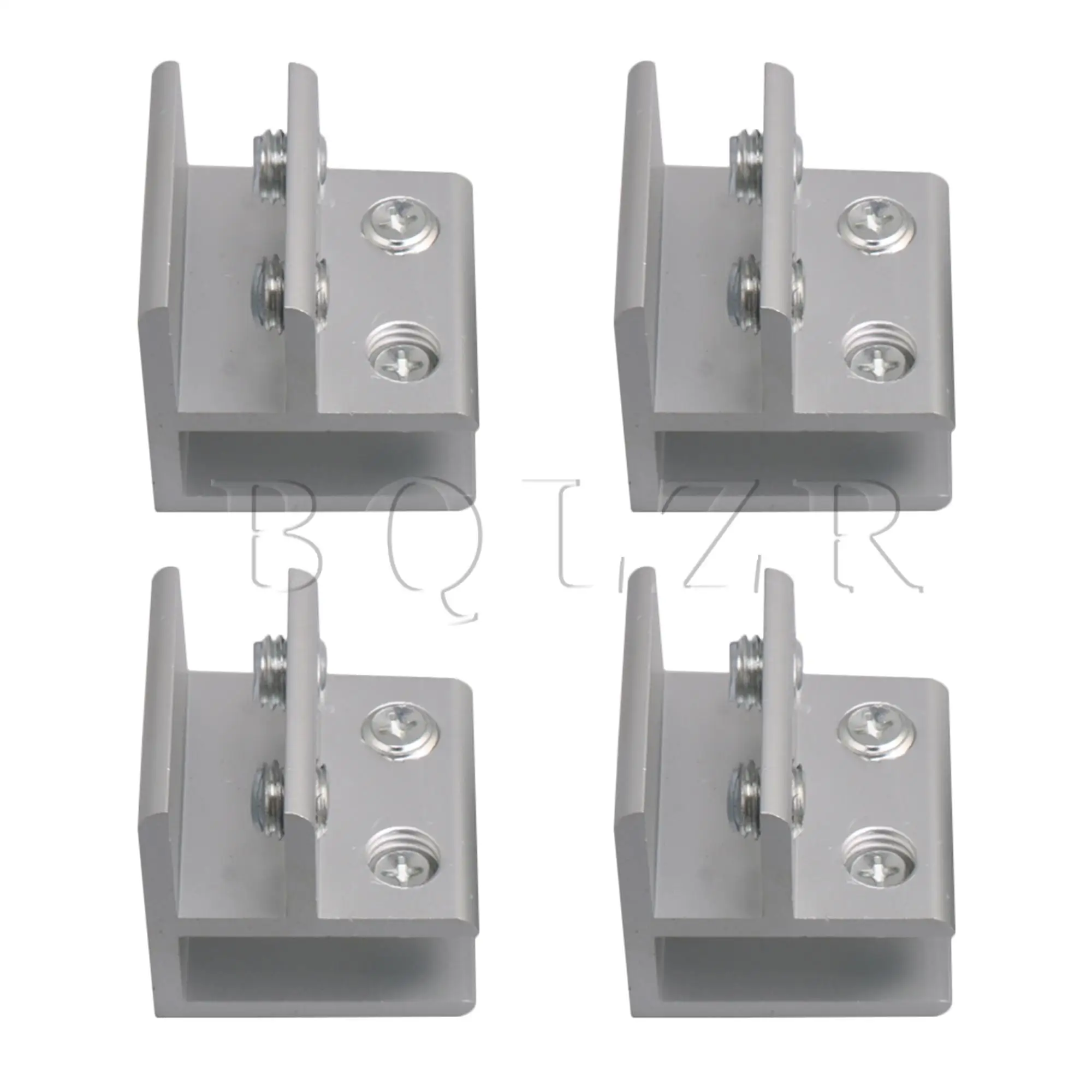 Bqlzr 4x4x4cm Prata 90 Graus de Alumínio Liga de Vidro Braçadeira Prateleira Suporte para 812 mm Espessura Pacote de 4