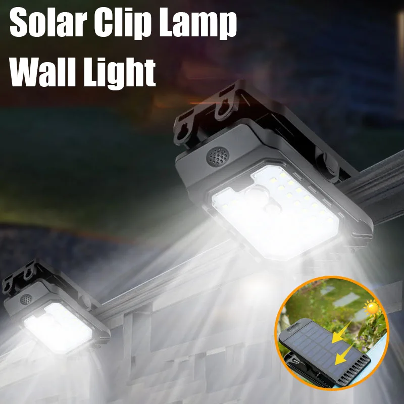 New Upgraded Solar Clip Light Outdoor Courtyard Lamp Camping Garden 3 Lighting Intelligent Sensing Solar Wall Lamp
