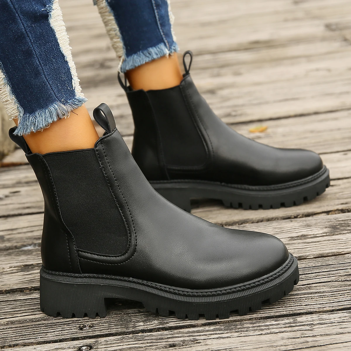 ショートブーツ・ブーティ  FW24 Chelsea ankle boots (F4CPH500 CPH01BLACK) Chelsea Ankle Boots Women Shoes Autumn Winter New Thick Sole
