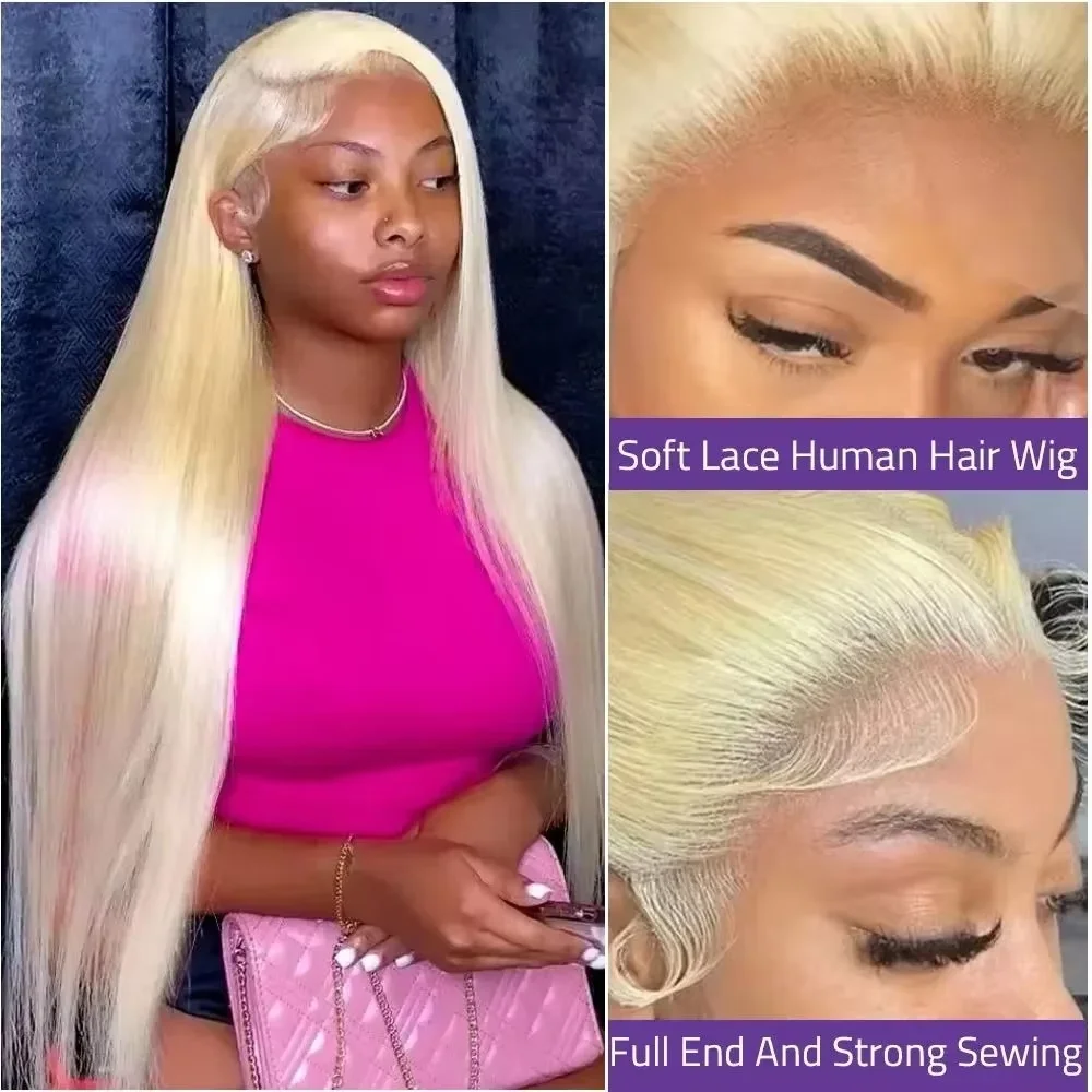 13X6 transparent Brazilian straight lace front wig 40 inches 100% human hair blonde straight 613 Hd lace front wig 250 density