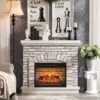 42" Fireplace TV Stand with 23'' Freestanding Electric Fireplace Heater, Remote Control, Adjustable 3D Realistic Flame Level 2