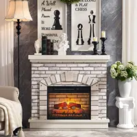 42" Fireplace TV Stand with 23'' Freestanding Electric Fireplace Heater, Remote Control, Adjustable 3D Realistic Flame Level 2