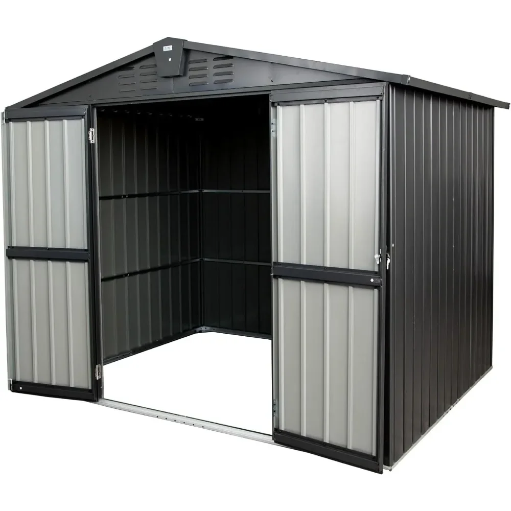 

Outdoor Storage Shed Metal Garden Shed for Bike,Trash Can,Galvanized Steel Outdoor Storage Cabinet for Patio(8.2x6.2ft, Black)