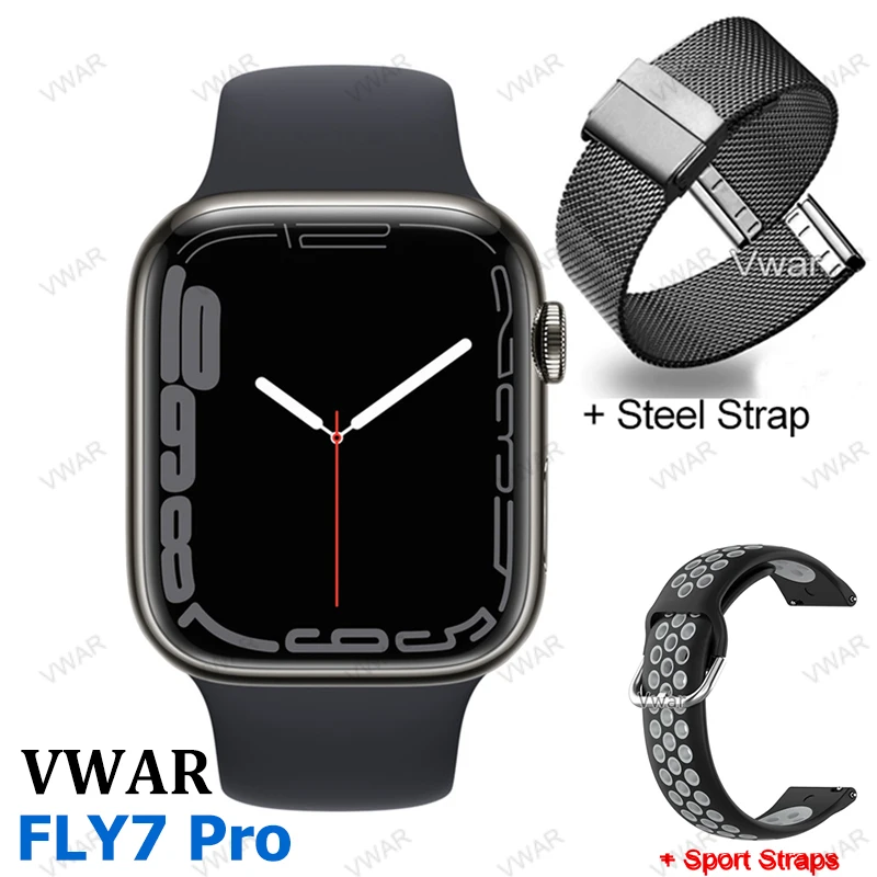 Vwar FLY7 Pro Smart Watch Series 7 Always on Display NFC Bluetooth Call 45mm Smartwatch Wireless Charging for iPhone Android 