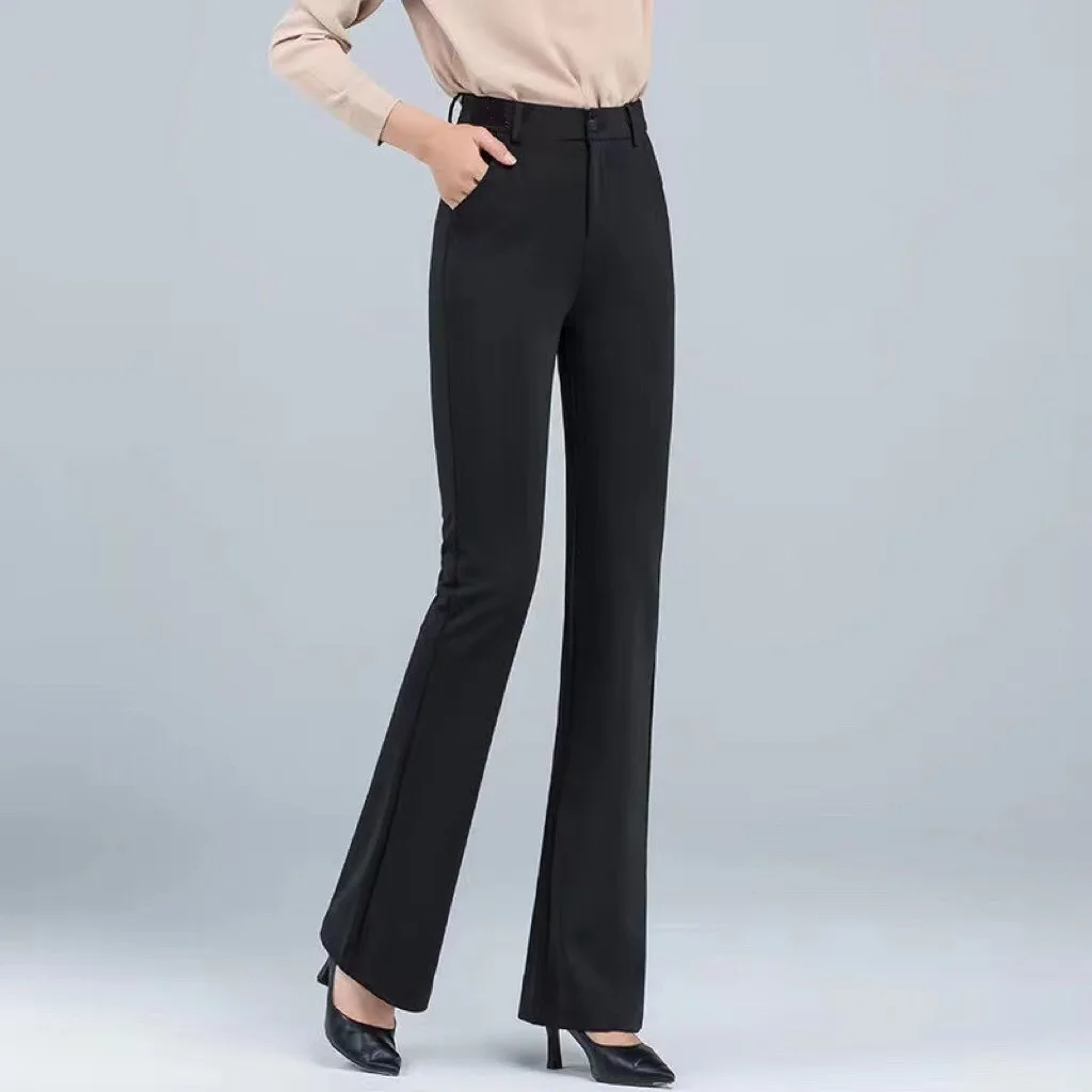 Office Lady Suit Pants 2023 Korean Fashion Plus Size Stretch Flare Trousesr All-Match Solid Colors High Waist Pantalones S-3XL