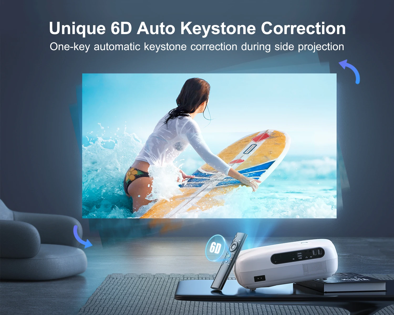 K7 5G WiFi Bluetooth Projector Full HD Native 1080P Support 4K Projectors 500 ANSI 6D Auto Keystone Home&Outdoor Video Projector