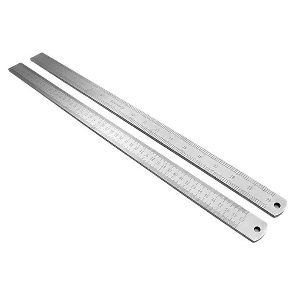 50cm 스테인레스 스틸 자 두께 5mm 고온 담금질 강철 자 굽힘 방지 은색 자