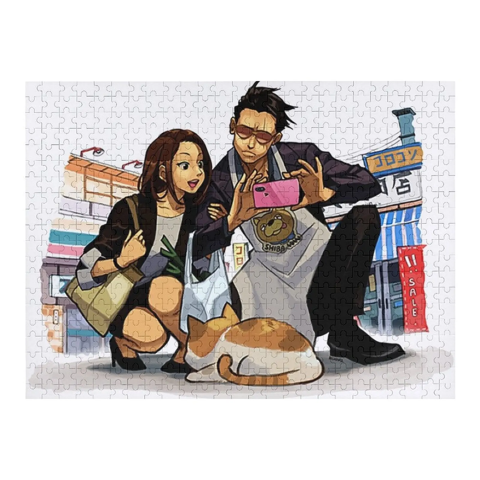 

CUTE COUPLE ANIME WITH A CAT Jigsaw Puzzle Wooden Animal Baby Wooden Customizable Gift Personalized Kids Gifts Children Puzzle