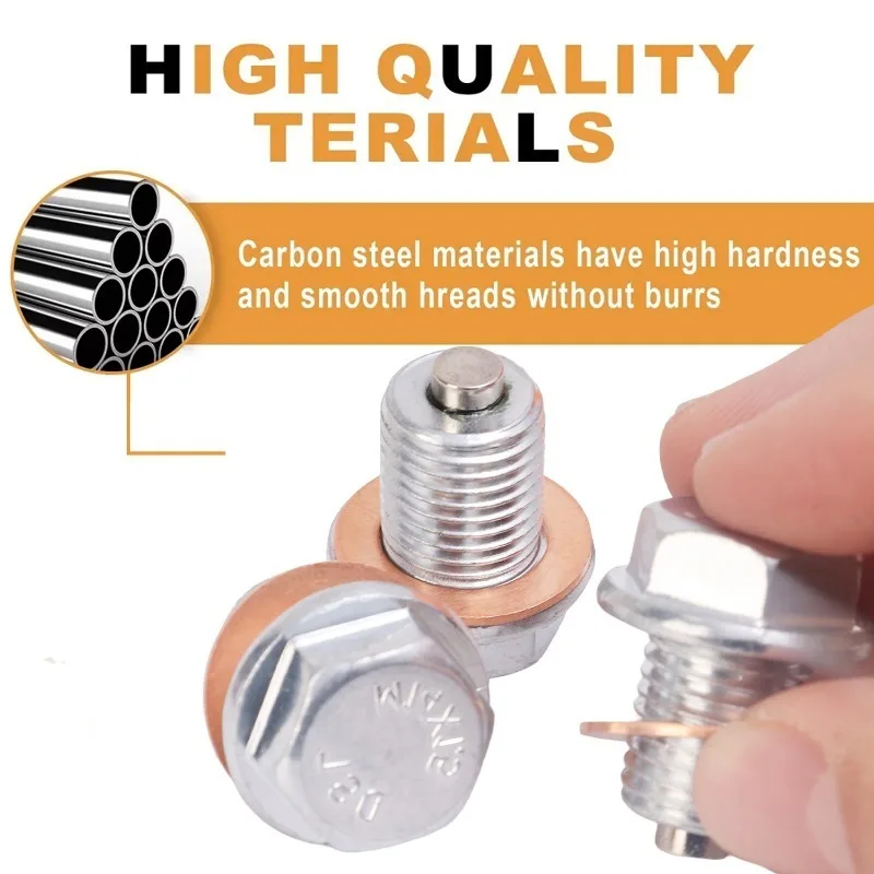 Magnetic Oil Drain Screw Gasket Car M14*1.5 Aluminum/Copper Oil Drain Plug Sump Nut Bolt with Copper Gasket Washer oil drain plug gasket oil drain plug seal washer o ring gasket sealing washers engine gasket set copper gasket combination 5~1PCS