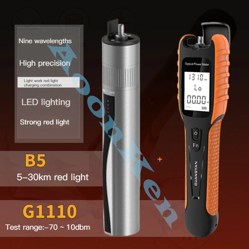 2 in1 5-30km Visual Fault Locator -70 to 10dBm Fiber Optical Power Meter Patch Cord Cable Tester Tool FC/ST/SC Red Light Pen uni t fiber optic tool optical power meter visual fault locator ut692d ut693d 70 10dbm 50 26dbm 10mw fc sc st connector ut692g