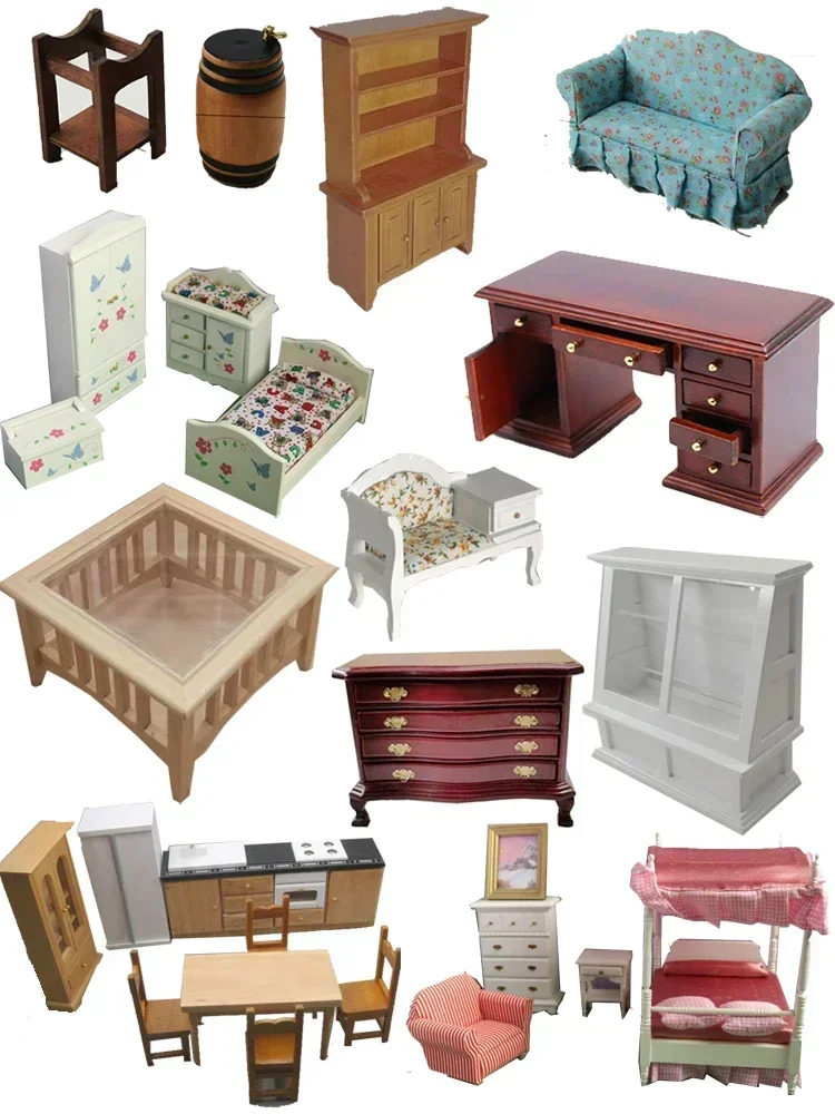 1:12ミニチュア家具モデルブック棚デスクソファモデル装飾DIYプレイ