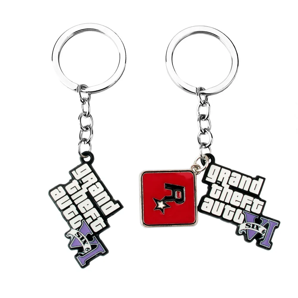 Trendy GTA VI Grand Theft Auto6 Enamel Pendant Keychain for Men