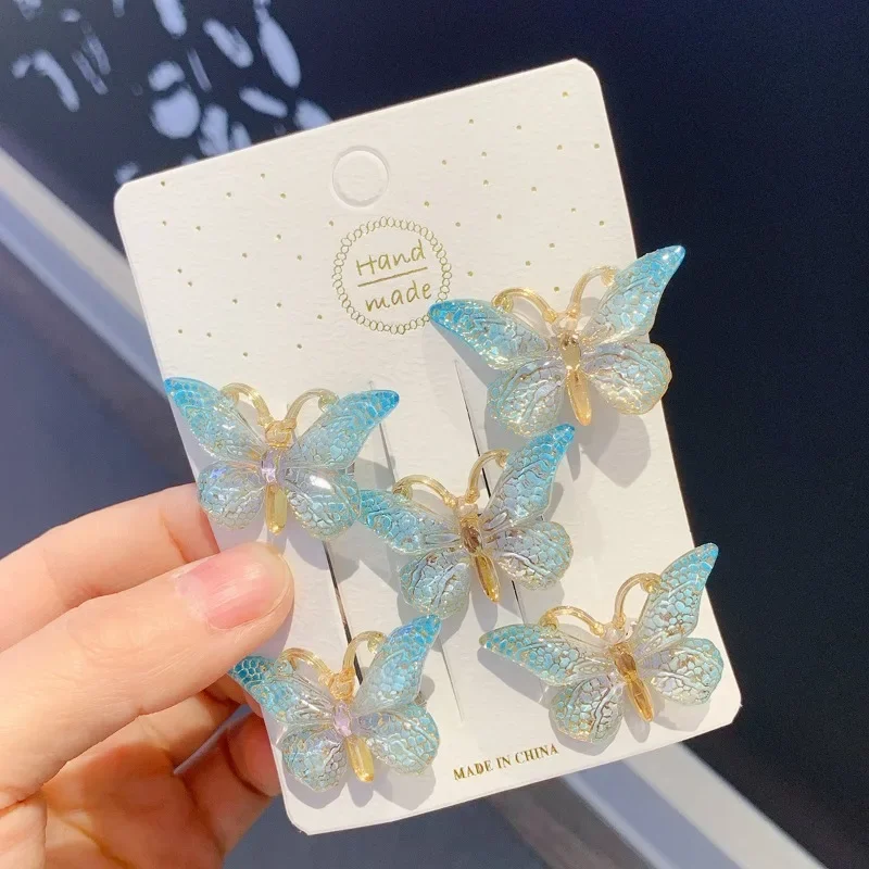 5PCS Sweet Stereoscopic Color Gradient Cute Baby Hairpins Kids Hair Clips Children Headwear Princess Barrette Girls Accessories